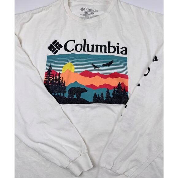 Columbia Other - Columbia Graphic Long Sleeve T Shirt Mens XL Bear Mountain Logo White Outdoors